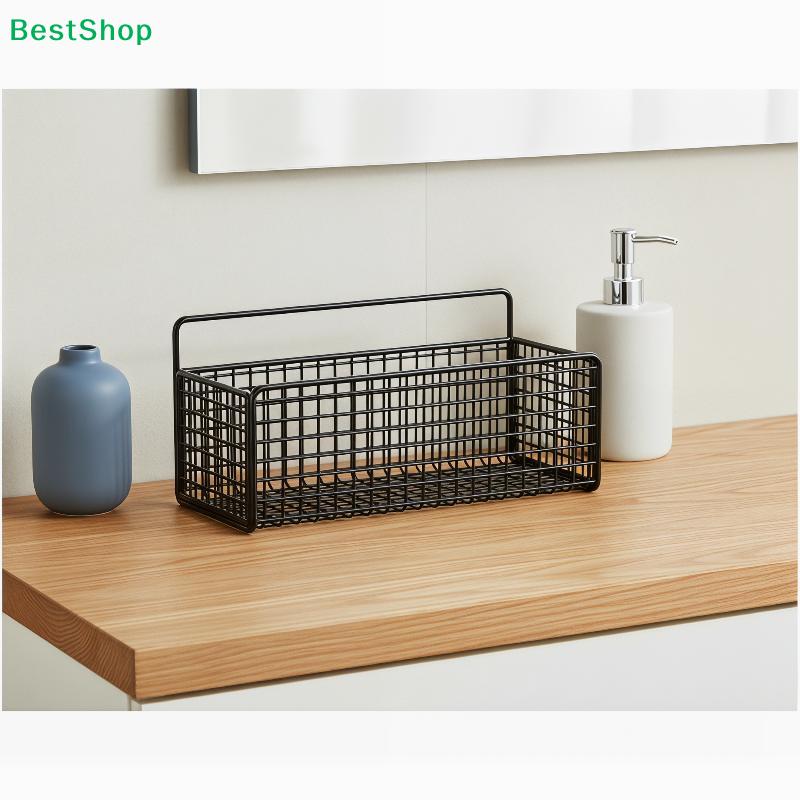 No Drill Wall Mounted Metal Wire Storage Baskets, Adhesive Bathroom Organizer Basket for Shower Toilet Cosmetic Sundries
