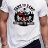 Born To Camp Forced To Work Graphic Tee Men's Funny Camping Outdoor Adventure Short Sleeve T-Shirt
