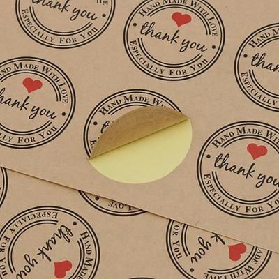 10pcs Kraft Paper Love Thank You Baking Seal Paste Packaging Labels Decorative Stickers