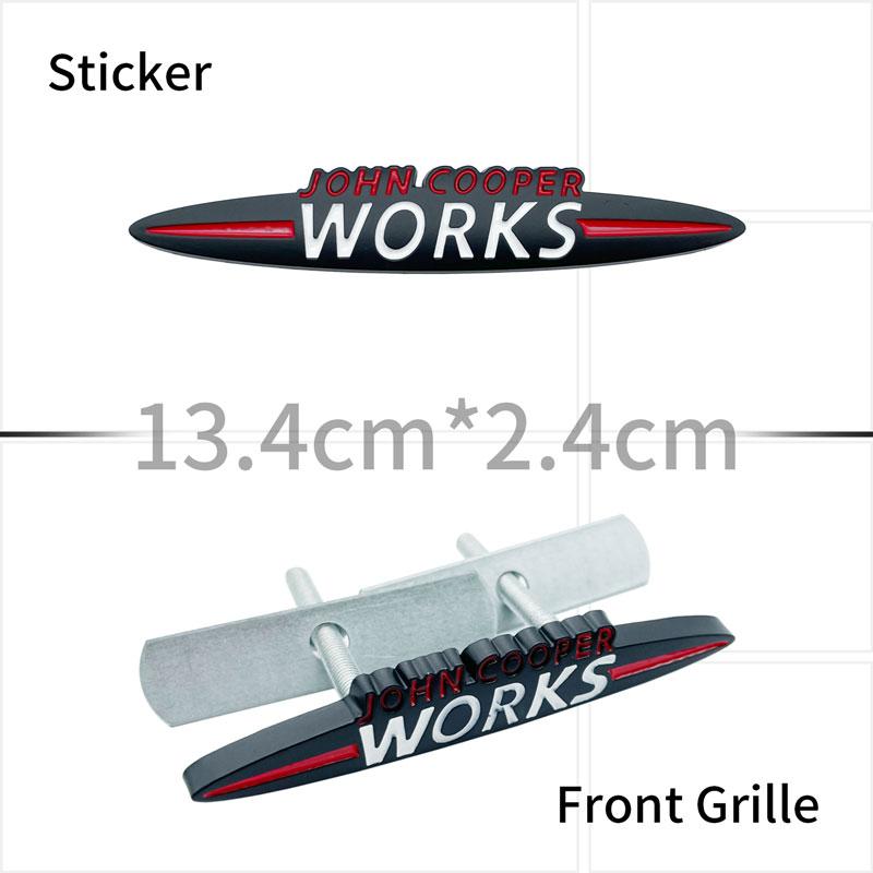 3D Chrome Metal Car Sticker John Cooper Works Emblem Decals For  Mini JCW R50 R52 R53 R55 F56 F55 F60 Fender Front Grille Logo