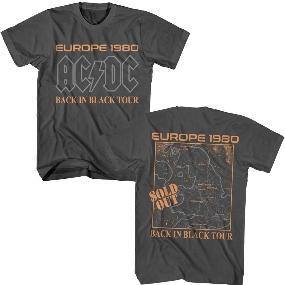 ACDC Europe Back in Black Tour 80 Men's T Shirt