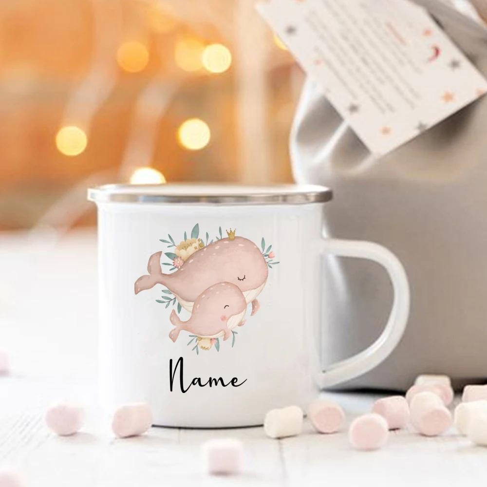 Personalized Animal Customize name Coffee Cup for Women Gift Custom Camping Enamel Mug Cute Deer Tiger with Name Gifts for Kid