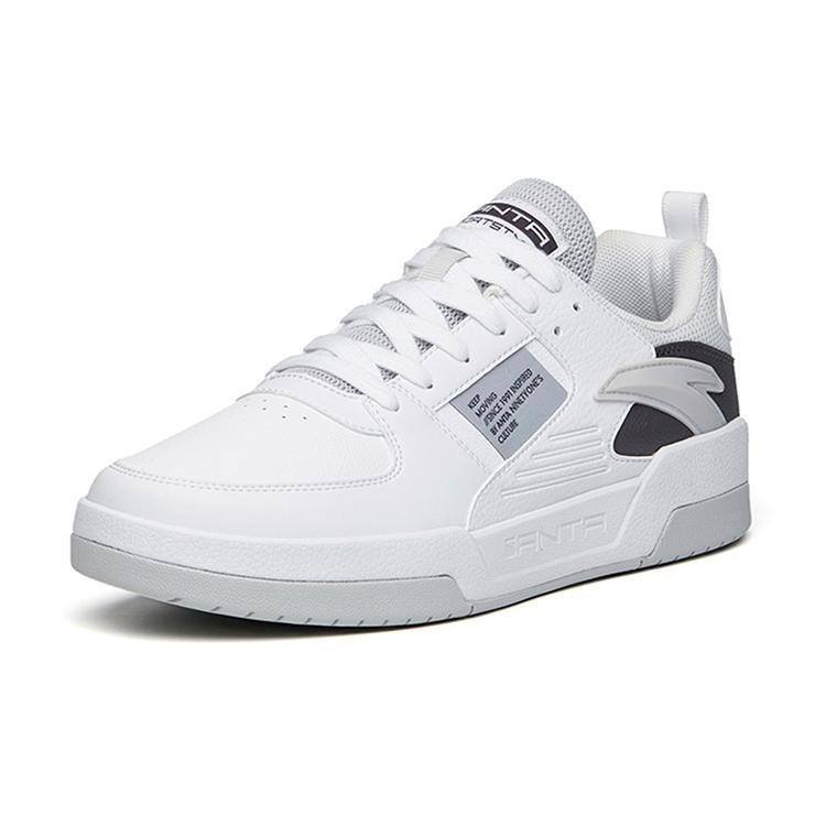 new Anta Anti Slip And Wear Resistant Lightweight Low Top Skateboard Shoes Gray White