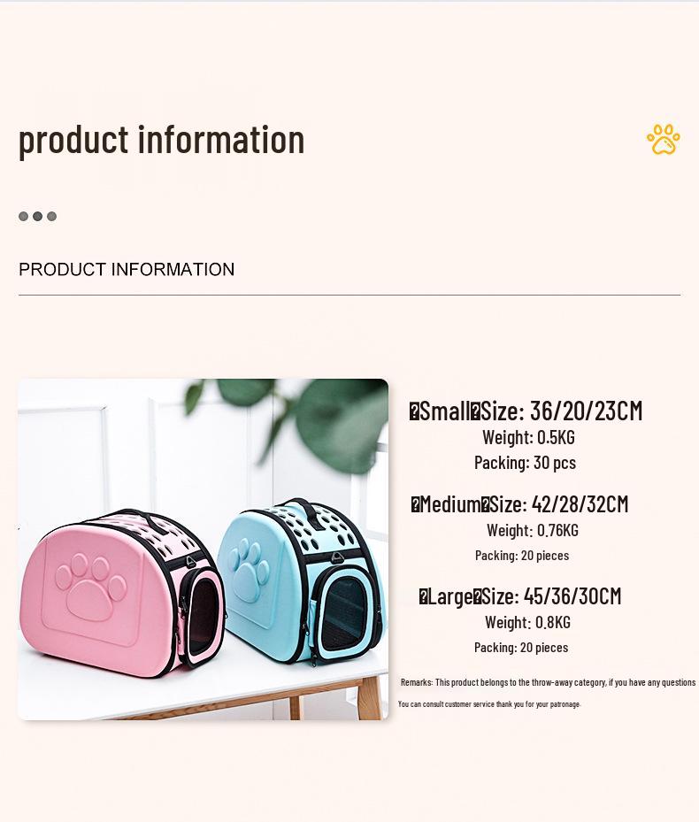 Foldable Solid Color Breathable Cat Backpack