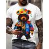 Fashionable Men Colorful Bear Print T-shirt Comfortable Loose Short Sleeved Creative Fun T-shirt