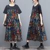 Women's Summer Floral Ruffle Dress  Plus Size Line Dress with Sheer Panel Detailing Vintage Inspired Loose Fit Maxi