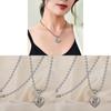 Fashion Heart Shaped Titanium Steel Necklace With Rhinestone Pendant For Women