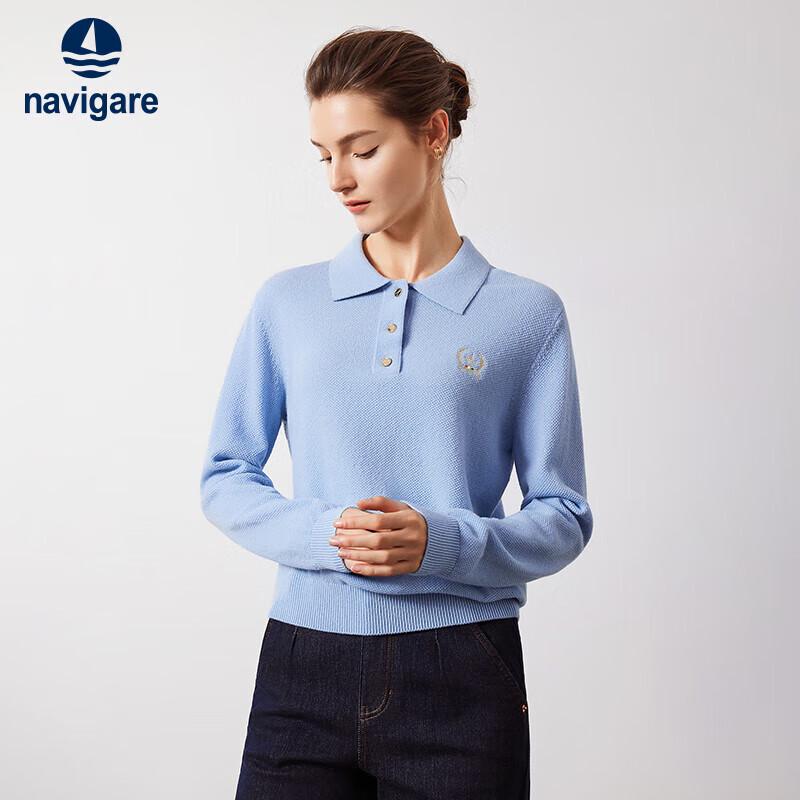 Navigare Women's 100% Wool Embroidered Knit Sweater