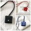 Portable Hanging Neck Headphone Bag PU Leather Square Lanyard Lipstick Bag Multifunctional Card Holder Small Coin Purse Women