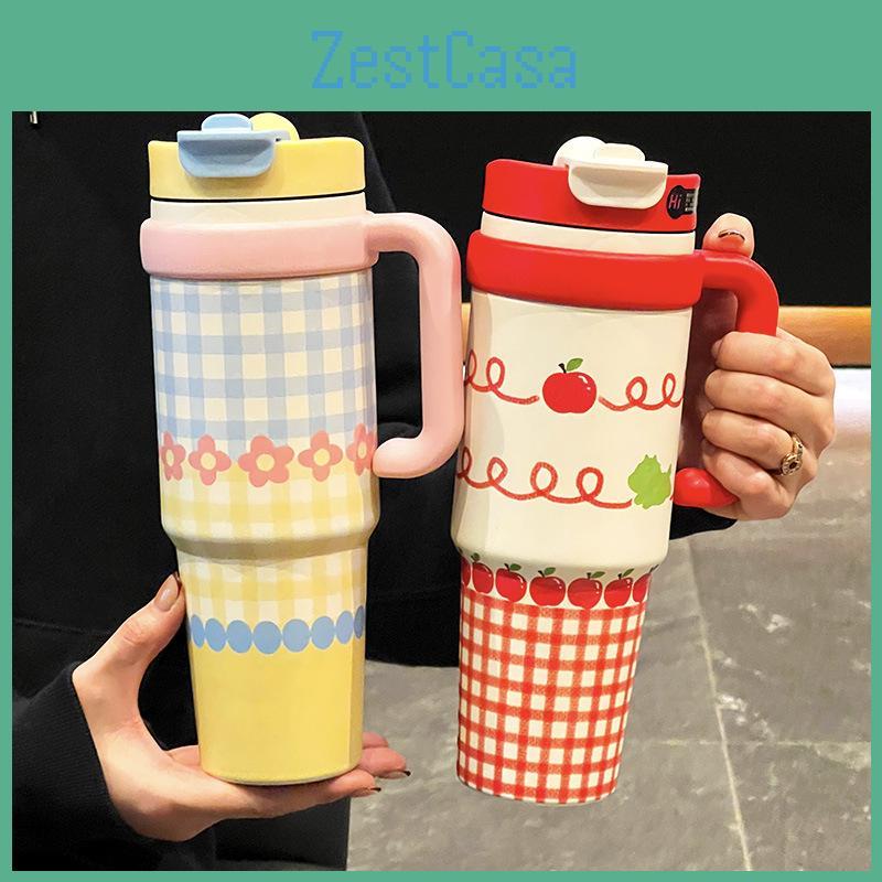 1000ml Insulated Travel Mug With Lock And Straw For Outdoor Use