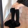 Herbst Und Winter frauen Gestrickte Socken Einfarbig Vertikale Bar Warme Knie Länge Socken Harajuku Mode Lolita Socken