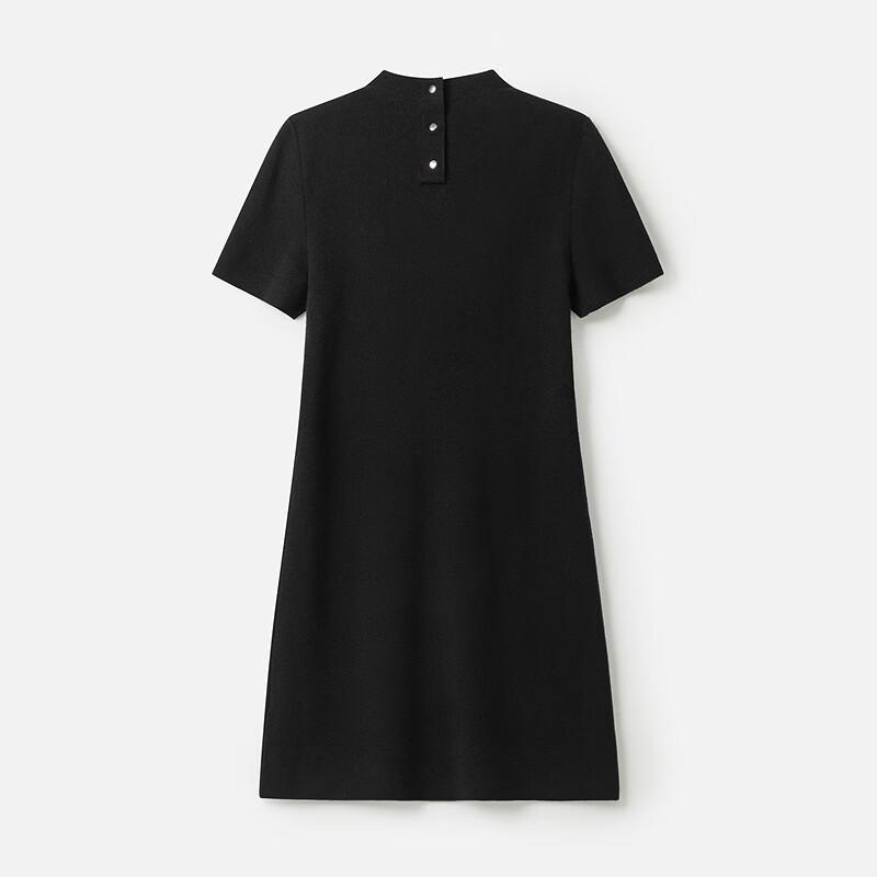 Broadcast Women's Black Round Neck Short Sleeve A-Line Midi Dress