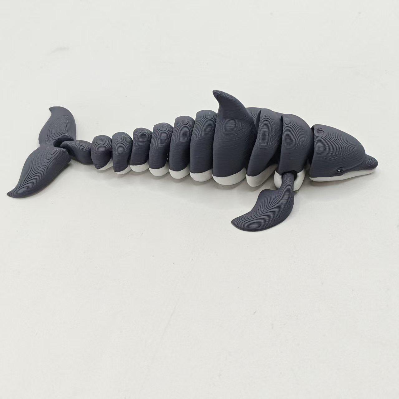 3D Printed Dolphin Marine Animal Model: Movable Joint Toy Ornament