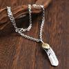 Xinqin Jewelry 925 Silver Feather Necklace Men's Trendy Brand Retro Hip Hop Couple Personalized Versatile Silver Pendant