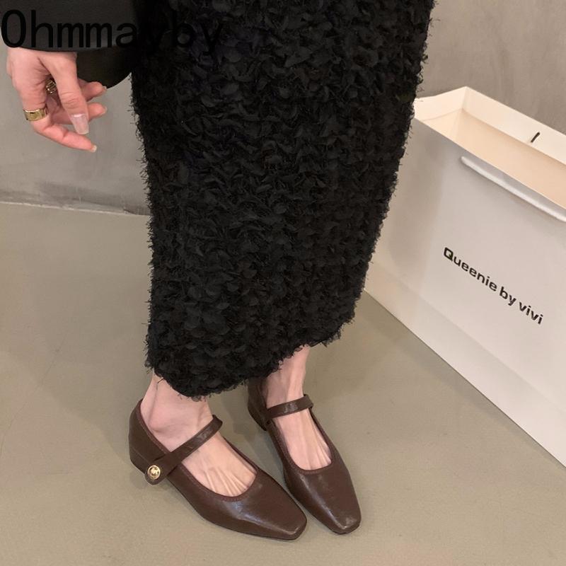 Spring Women Mary Jane Shoes Fashion Shallow Buckle Shoes Designer Vintage Ladies Casual Dress Street Style Shoes