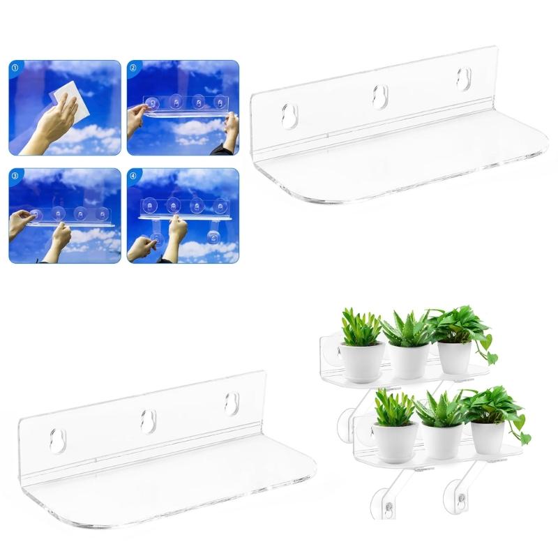 Indoor Plant Window Frame with Support Brackets Acrylic Shelf Accessory for Succulents and Hanging Planters Daily Use