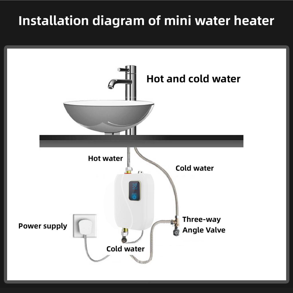   Water Heater 220V 3500W   Electric Tankless Hot Water Heater Bathroom Kitchen Washing with LCD Display for Shower Bathroom Kitchen Washing 