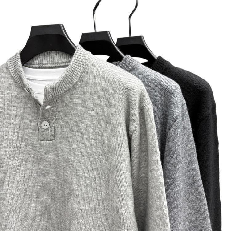 Men's High Gram Weight Solid Color Crew Neck Knit Sweater - New 2025 Casual Fashion