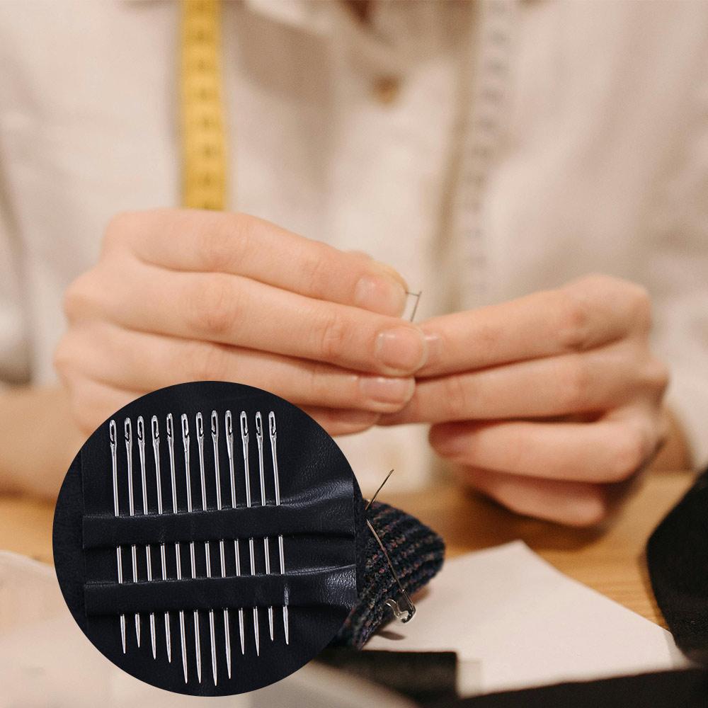 12Pcs Multi-size Sewing Needles Stainless Steel Threading Needles Blind Needle Household