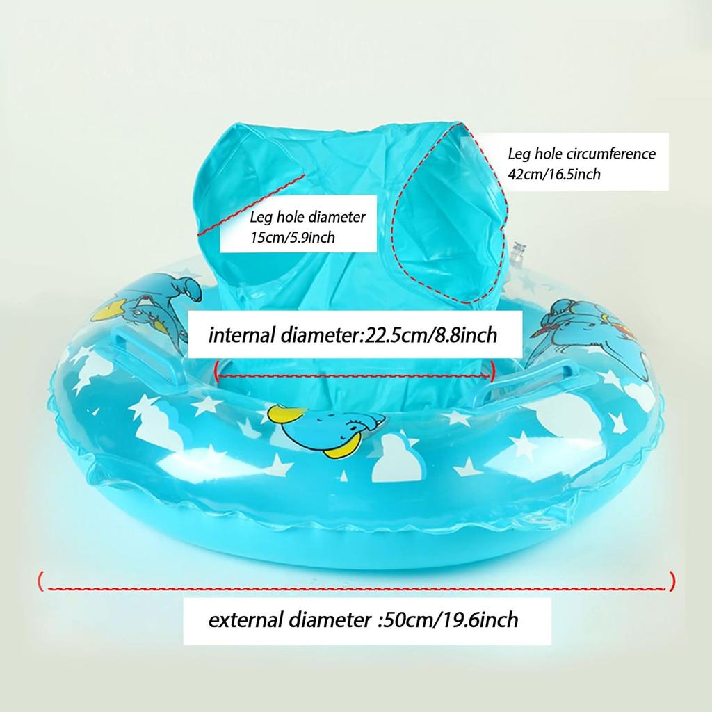 Baby Swimming Float, Inflatable Swimming Hoop Baby with Safety Float Seat with Handle, Swimming Pool Accessories, for 3-36 Months Toddlers Kids