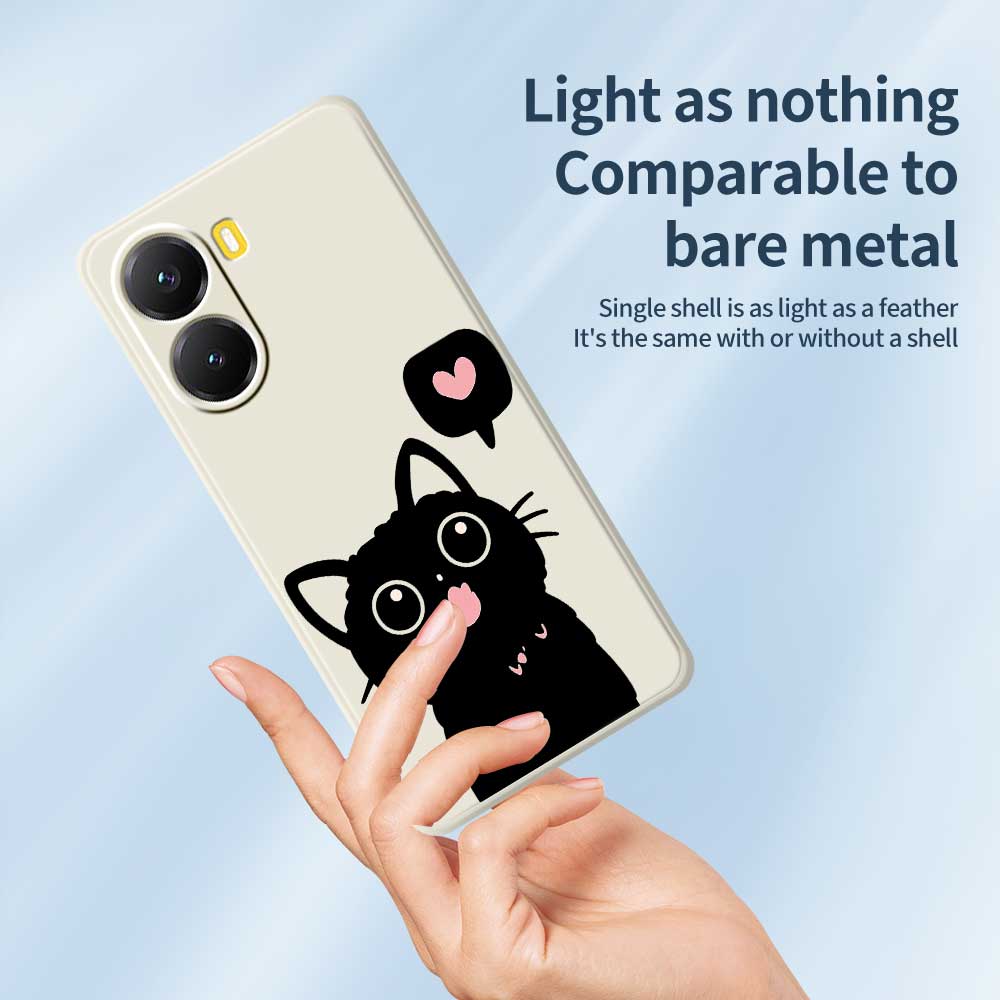 For Xiaomi Redmi Turbo 4 5G/Poco X7 Pro 5G Case Love Black Cat Pattern Printing Straight Edge TPU Phone Back Cover