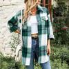 Women's Tweed Plaid Shirt Long Sleeve Single Breasted Lapel Casual Jacket