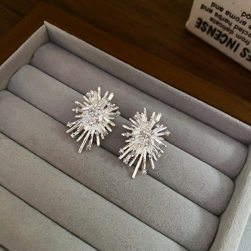 Серьги-фейерверки с бриллиантами на серебряной игле, женские, ins, универсальные серьги, серьги с характером