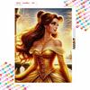 Disney diamond painting 5D round diamond full of diamonds diy handmade stickers, home decoration paintings with Belle golden dress and fireworks.