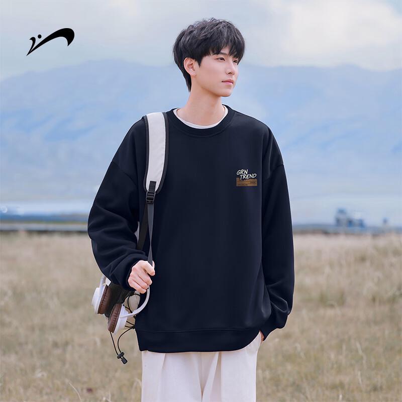 Guirenniao Men s Loose Fit Crewneck Drop Shoulder Sweatshirt 4XL