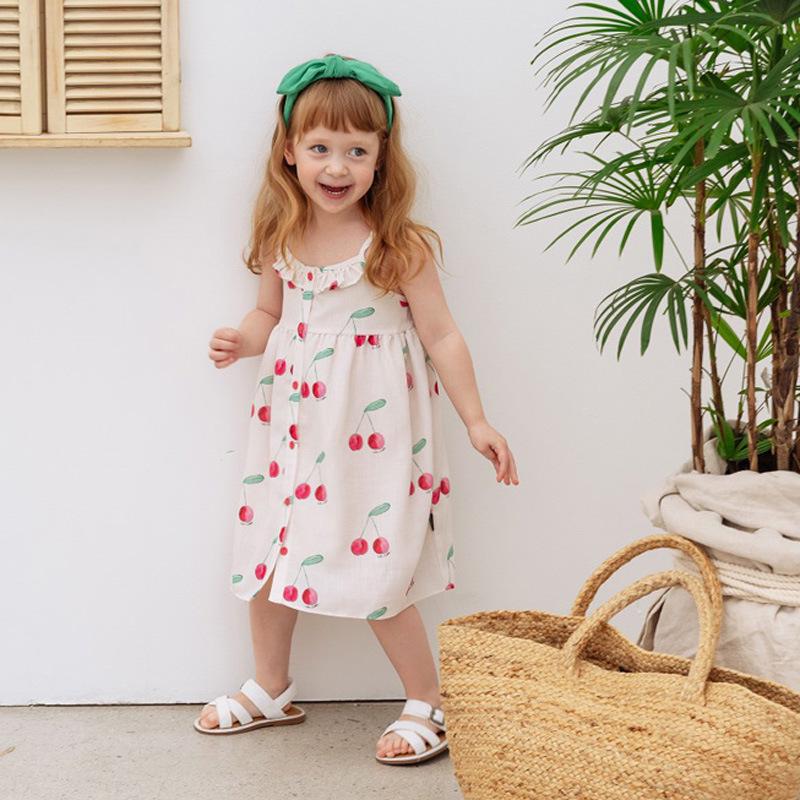 Summer 2025 Trendy Cartoon Print Girls' Short Sleeve Dress - In Stock