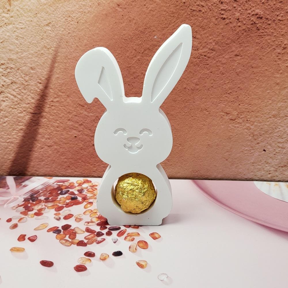 Easter Bunny Candle Silicone Mold DIY Rabbit Chocolate Ball Holder Mold Rabbit Plaster Epoxy Resin Mold Crafts Home Decor