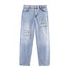 Stile europeo e americano, abbigliamento da donna all'ingrosso, giacca corta in denim con pizzo versatile e alla moda + jeans