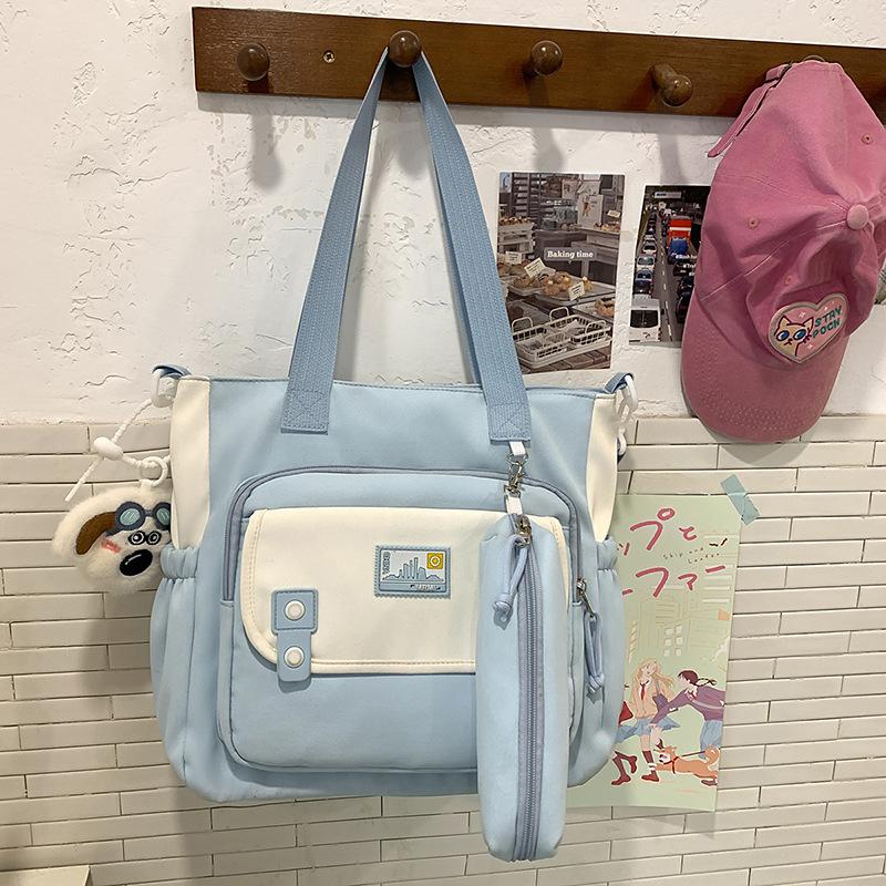 Bag Women's Versatile College Style One Shoulder Oblique Span Bag Large Capacity Leisure Commuter Tutoring Handheld Book Bag