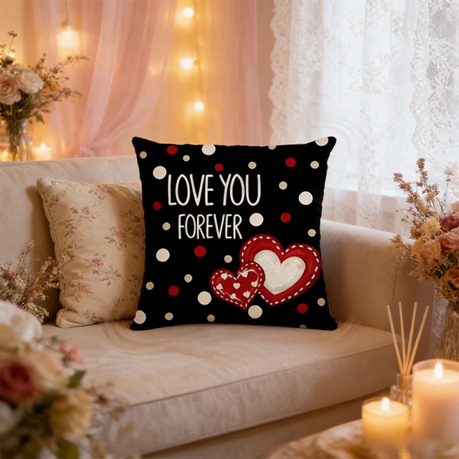 

Valentine s Day Decor Pillowcases 4,Pack, Love Heart Printed Cushion Covers For Sofa/Bed,Red Black Pillow Cases For Home Decoration One Size