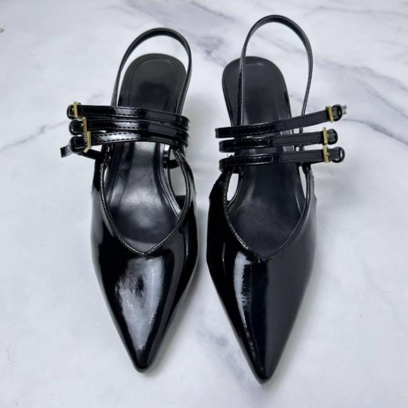 New Arrival Women's Sandals with Buckle Strap High Heels Elegant Pointed Toe Stilettos Summer shoes White Party Dress