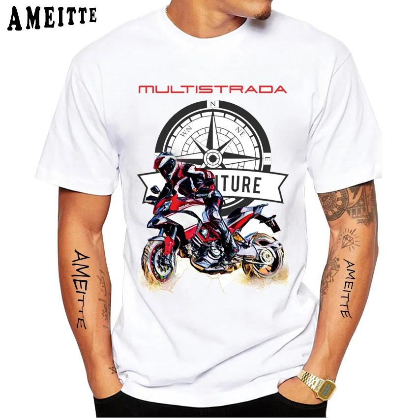 

Dcat Multistrada 1260 V4 Enduro Motorcycle Rider T-Shirt Men Short Sleeve Boy GS Adventure Sport Casual White Tops Riding Tees S