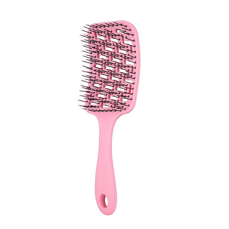 

New Big Curved Comb with Fluffy High Skull Top Pink & Black Hair Detangler Brush, Hollow Design Hairbrush for Smooth Styling розовый