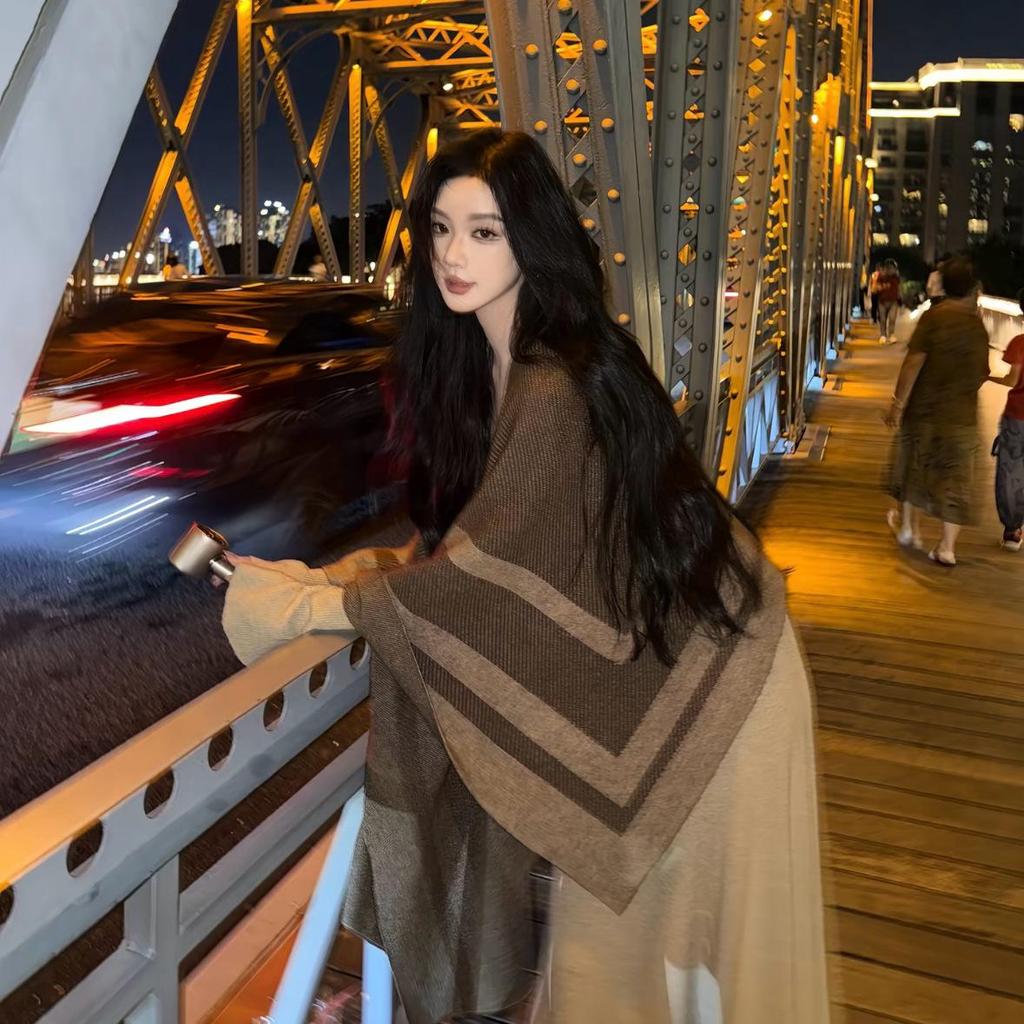 Mantella a scialle cardigan in maglia di lana di alta gamma da donna - Moda Primavera/Autunno 2025