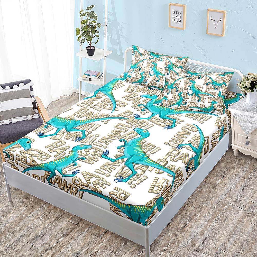 Sheet Three-Piece Bedspread Animal Dinosaur Mattress Protective Cover