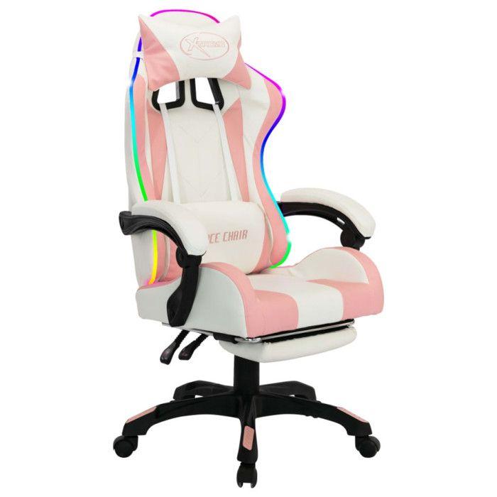 VidaXL Gaming Armchair with LED Office Chair Racing Chair Reclining Armchair Computer Chair RGB Pink 288014