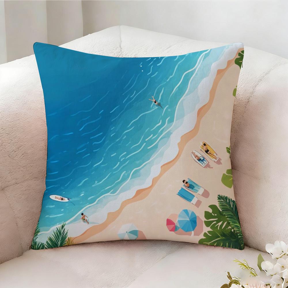 Charming Seaside Retreat Pillow Case Pillowcase, Double-sided Printed, Sofa Cushion, Bedroom Headboard Pillow