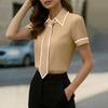 Womens Spring Tops Summer Shirts for Women Short Sleeve Office Blouse with Tie Womens Summer Tops Dressy Casual Style