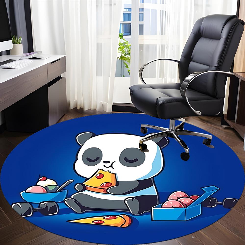 1pc Panda Pizza Office Round Area Rug, Indoor Mat Suitable For Office, Under Office Chairs Bedroom Living Room Home Decor, Room Deco