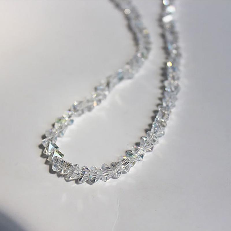Mulit-Cut Glass Crystal Irregular Beads Choker Necklace for Women Transparent Vintage Korean Collarbone Collar Neck Jewelry
