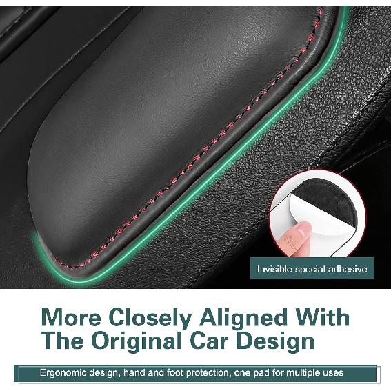 2PCS Car Door Armrest Pads, Soft Leather+Memory Foam Car Knee Pads, Soft Comfortable Auto Arm Rest Pillow for Elbow Leg Support, Universal Auto