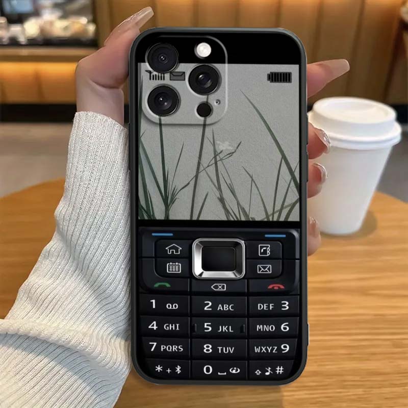 Luxury Vintage Phone Pattern Phone Case For Apple iPhone 17 16 16E 15 14 13 12 11 Pro Max Plus Black Soft Silicone