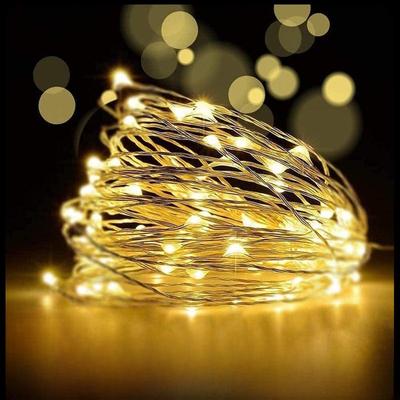 LED Copper Wire String Lights with Wave Ball, Battery-Powered, Colorful, Crafting Decoration.