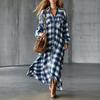 Women's Loose Fit Vintage Plaid Long Sleeve Shirt Dress for Casual Everyday Wear