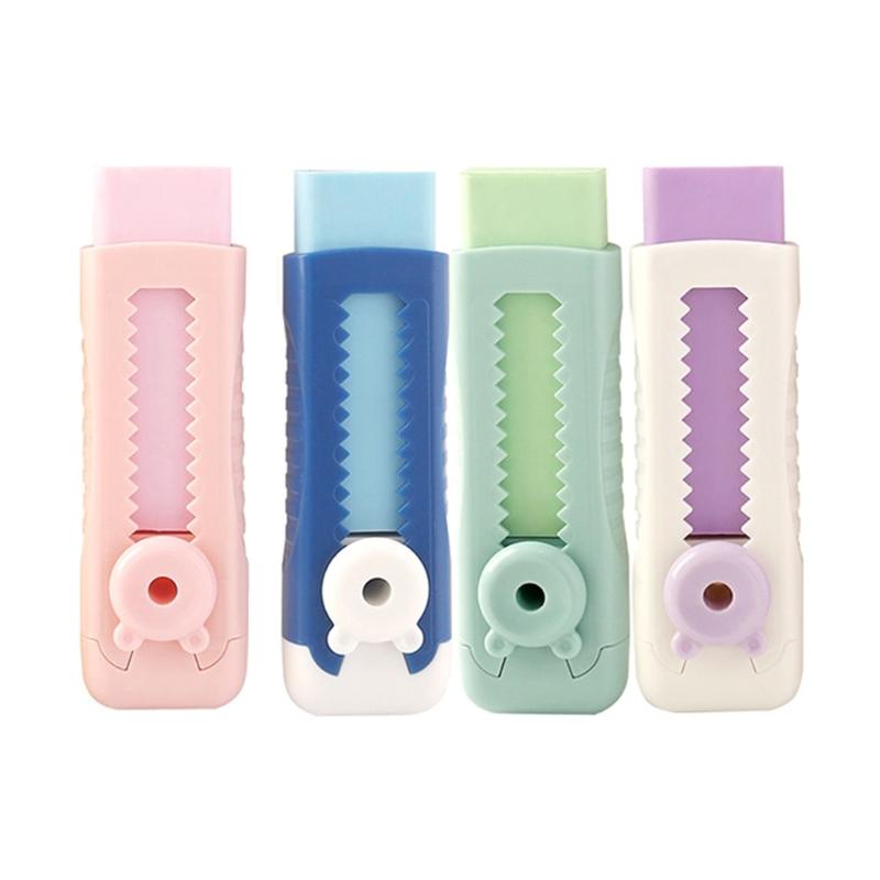 4Pcs Retractable Eraser Sliding Retractable Pencil Erasers Colorful Art Erasers Rubber Eraser for Kids Students School 1