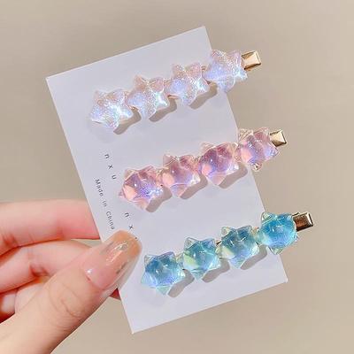 New Fashion Gradient Star Hairpin for Women Korean Cute Shiny Y2K Silver Metal Side Bangs Clip BB Clip Girls Hair Accessories